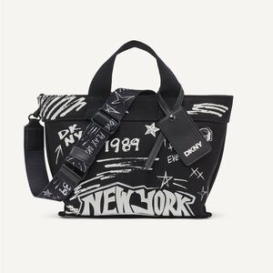 DKNY Brady Graffiti Black and White crossbody Tote